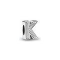 Charm Letra "K" Tipo Pan Plata