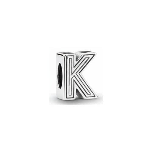 Charm Letra "K" Tipo Pan Plata