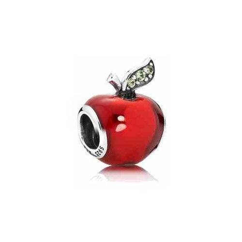 Charm Manzana Roja Brillante con Hojas de Cristal