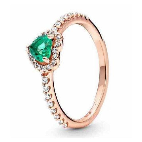 Anillo Tipo Pan Corazón Brillante Esmeralda